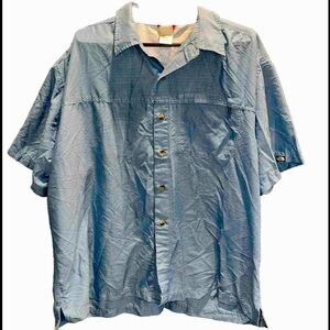 The North Face BLUE PLAID XL SHIRT Button up Short Sleeve Zip Pocket Rayon men’s